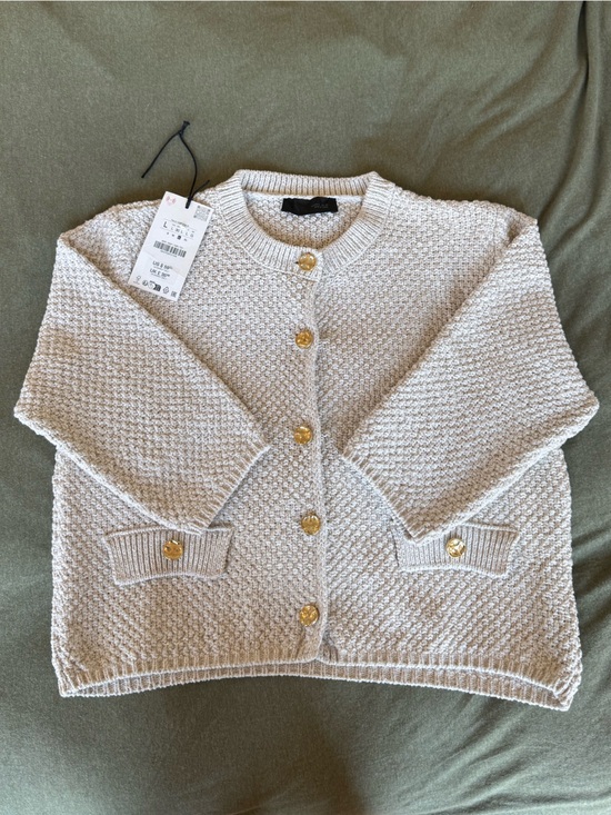 Zara Sweaters - Zara Cream Textured Knit Cardigan with Gold Buttons